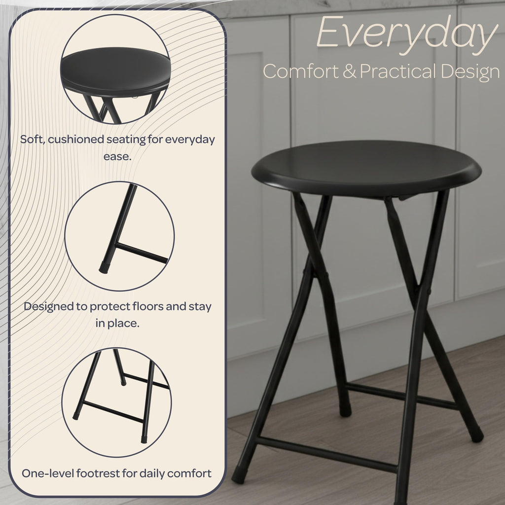 Black 18 Inch Portable Folding Stool W181