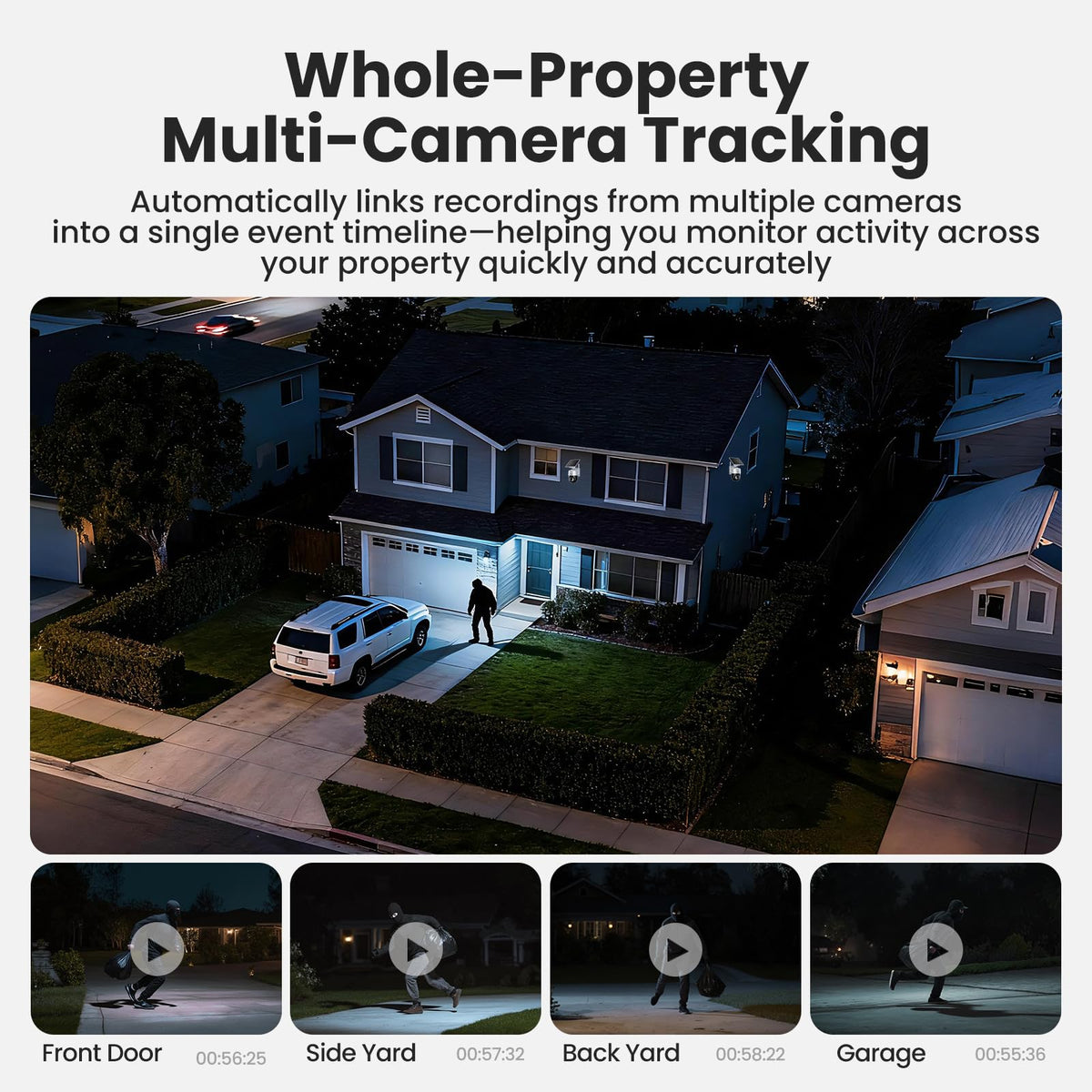 4K Solar Security Cameras Wireless Outdoor System 4-Cam Kit V2469