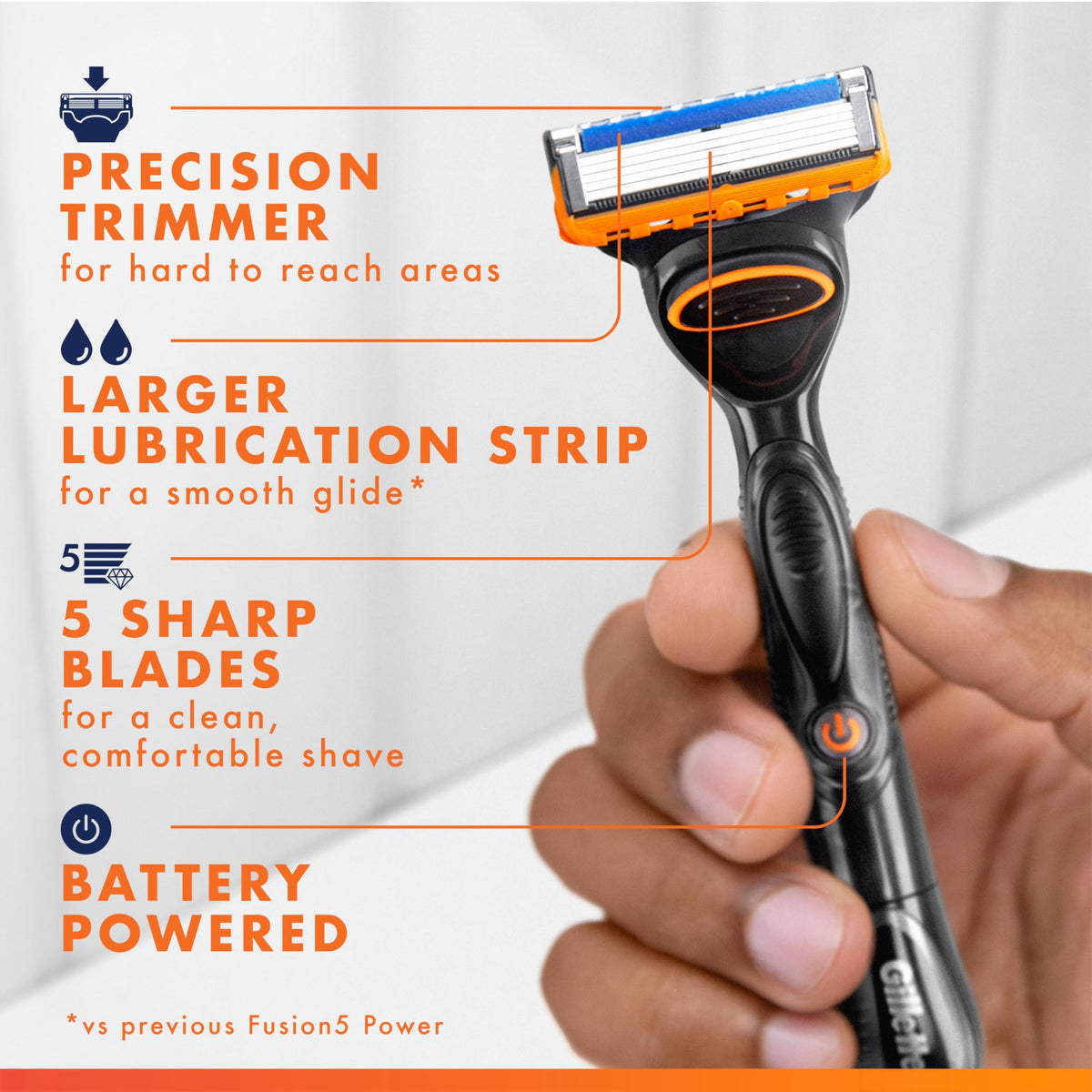 5-Blade Razor Refills with Precision Trimmer, 6 Count S405