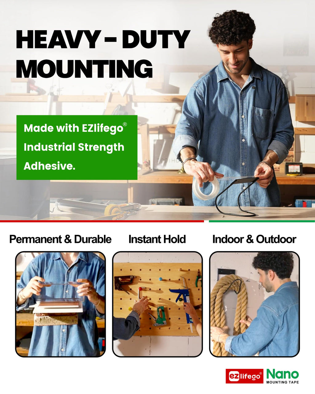 Heavy Duty Double Sided Mounting Tape, 9.85FT Z1326