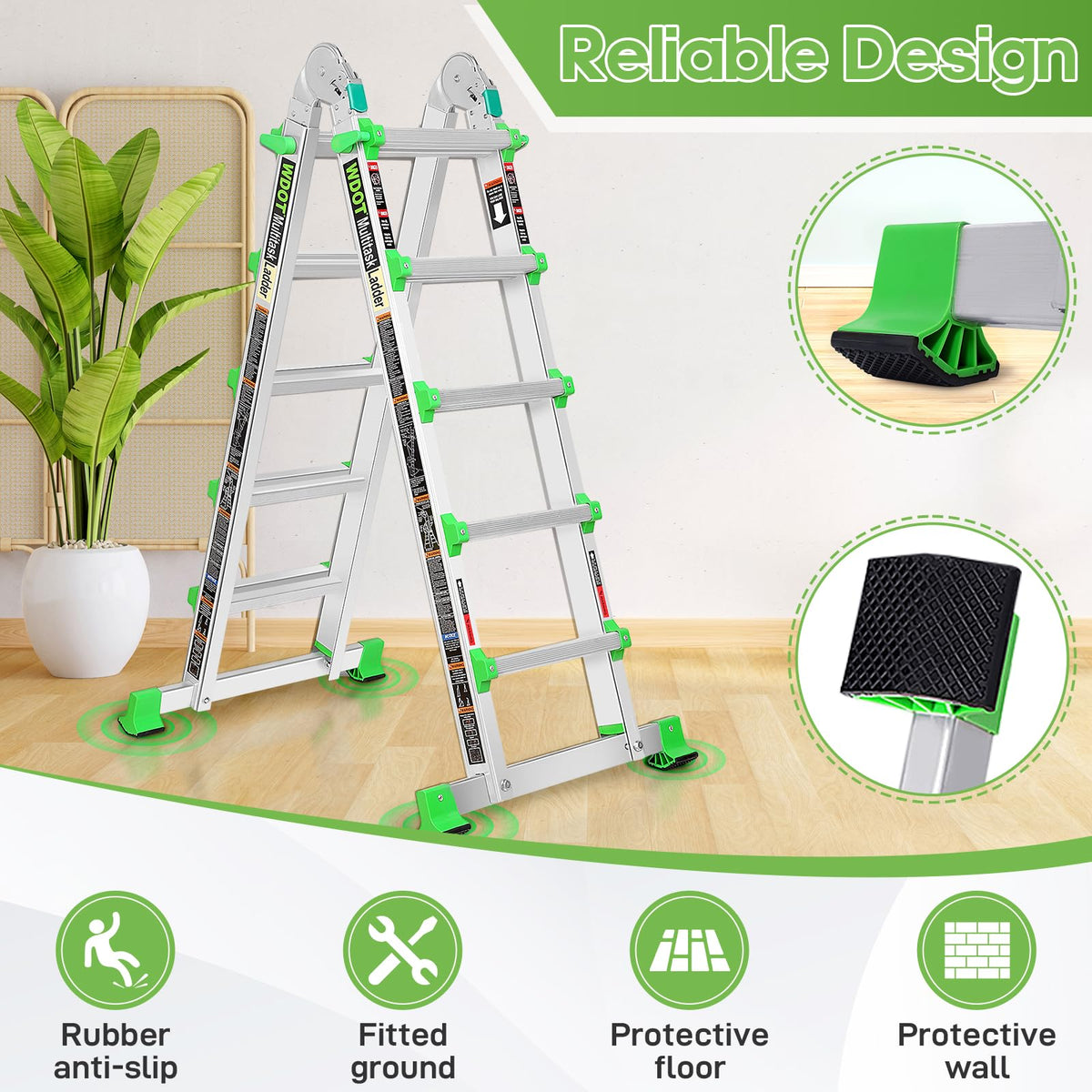 5 Step 17 Ft Anti-Slip Aluminum Folding Ladder X4120