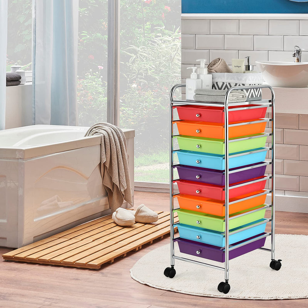 10 Drawer Multicolor Alloy Steel Storage Cart W462137
