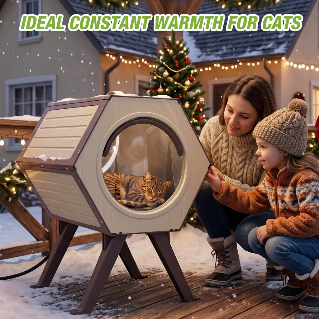 Heated Outdoor Cat House with Liner O8213