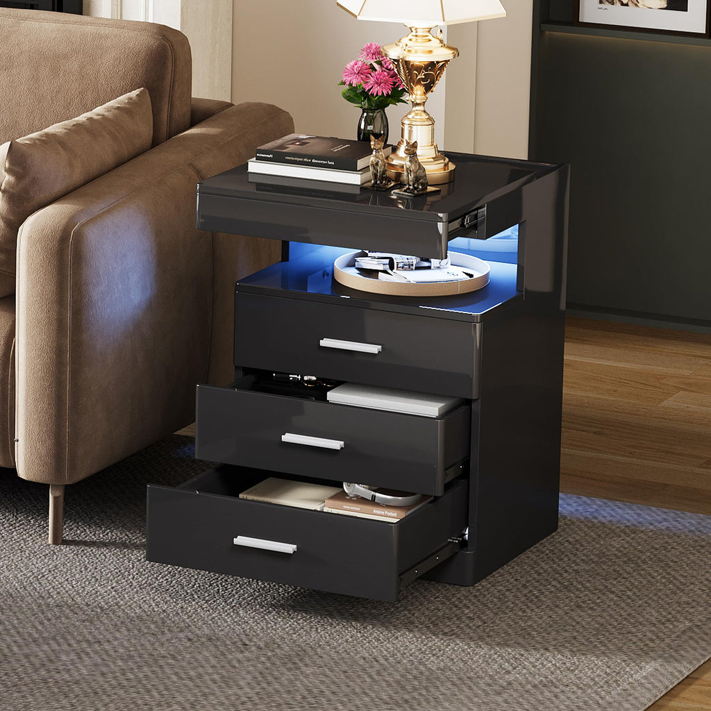 Led Nightstand with Charging Station B340545