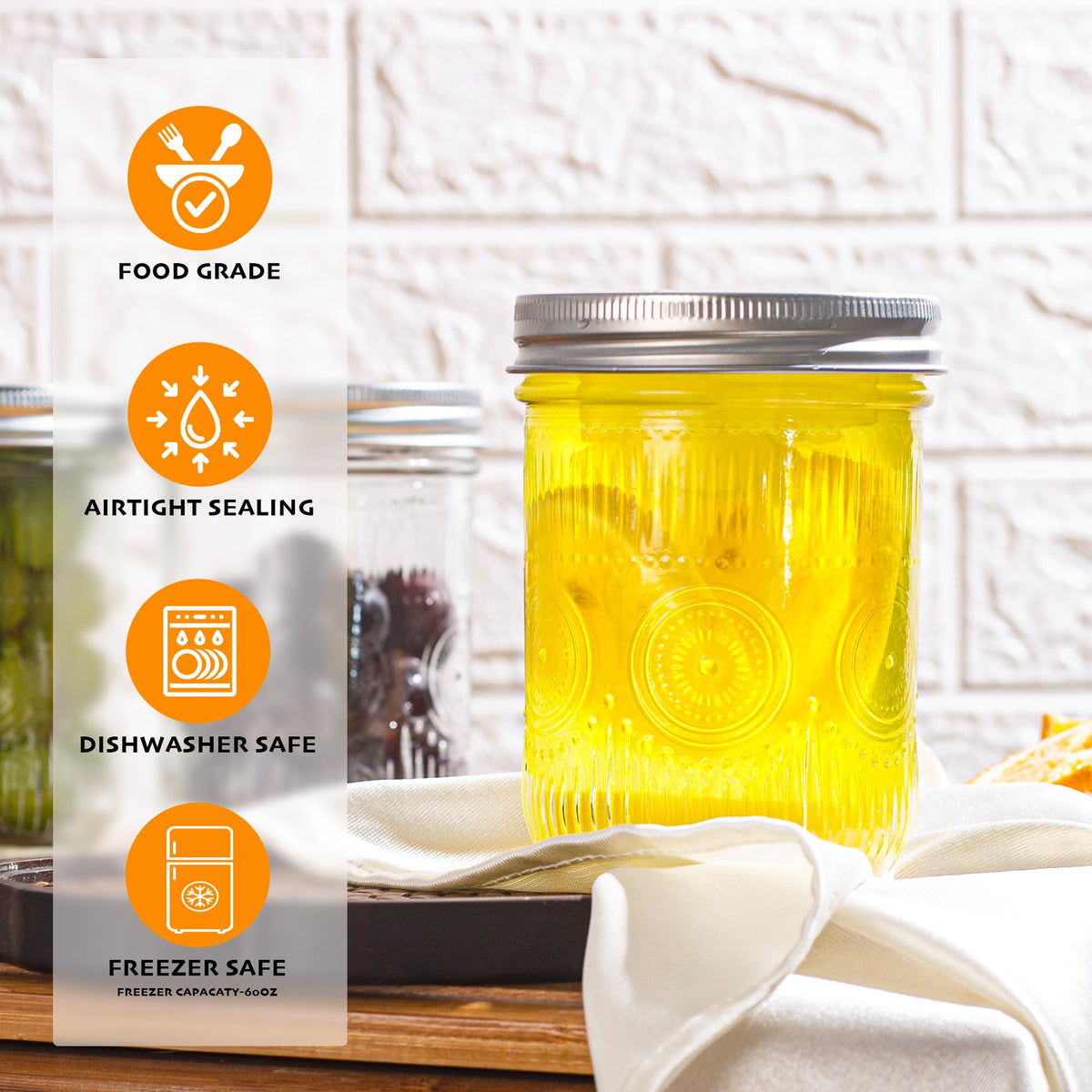 16 oz Regular Mouth Mason Jars with Lids 6 Pack J150887