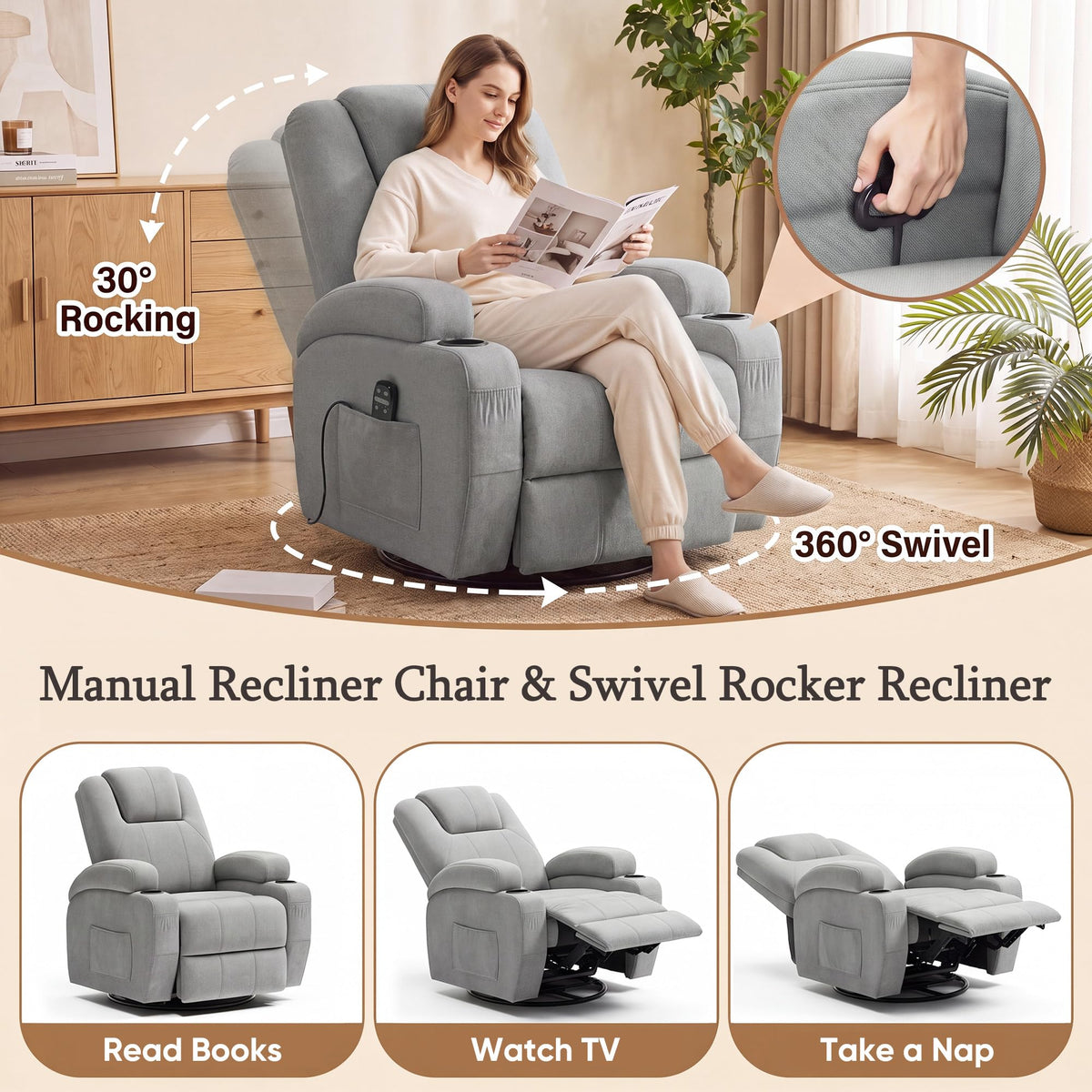 Rocking Recliner Chair with Massage A685