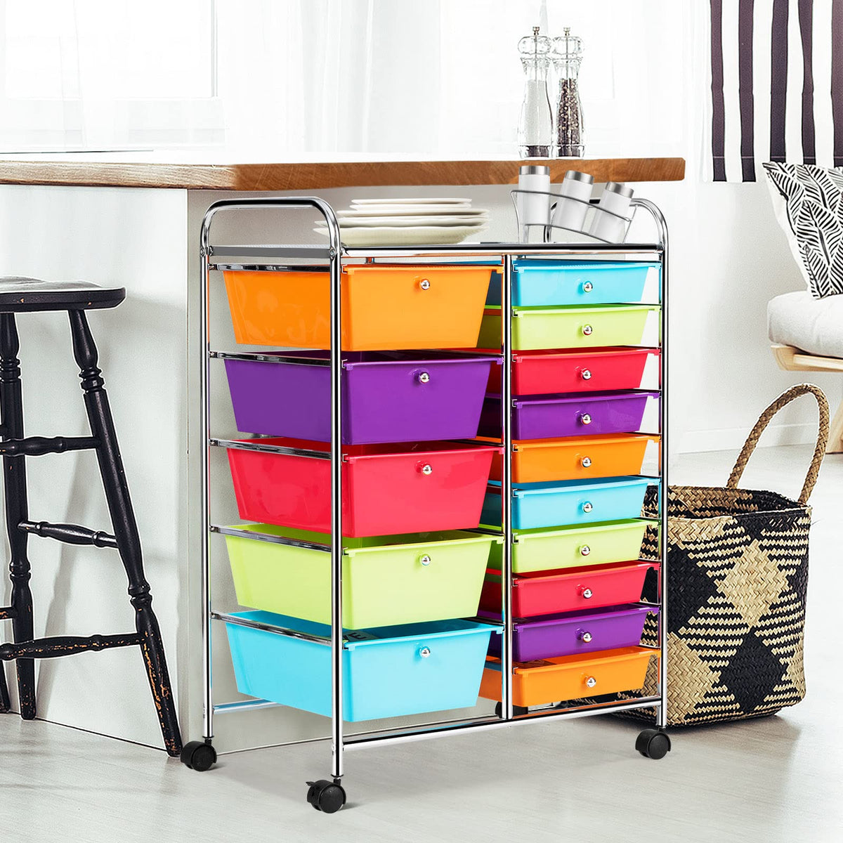 15 Drawer Rolling Storage Cart with 4 Wheels Z2147