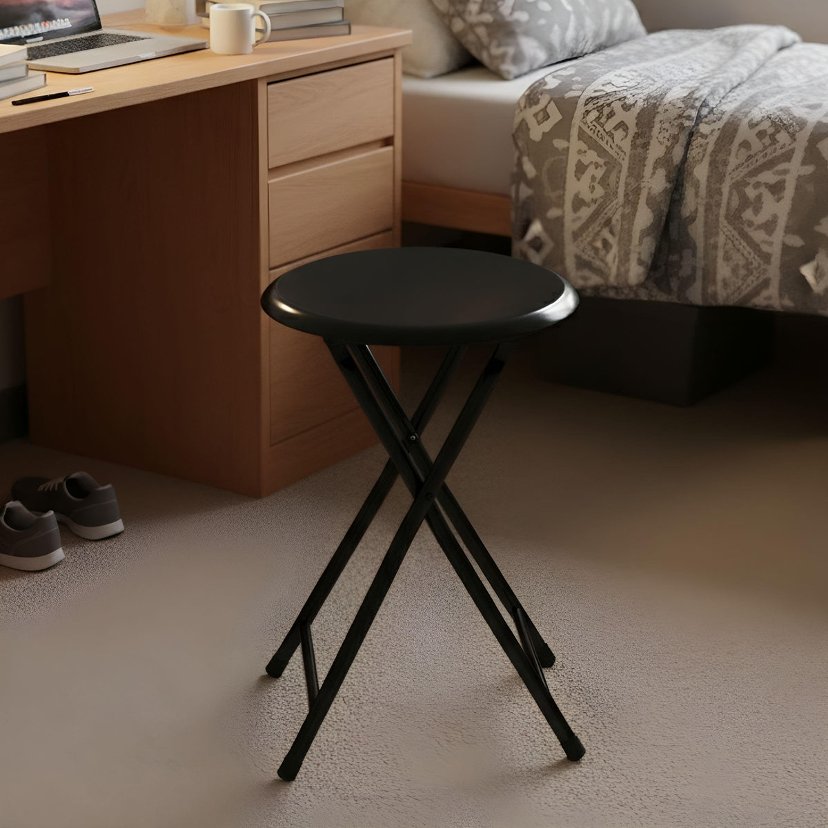 Black 18 Inch Portable Folding Stool W181