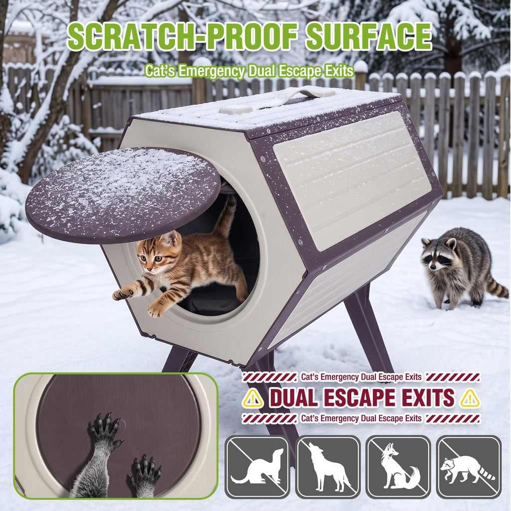 Heated Outdoor Cat House with Liner O8213