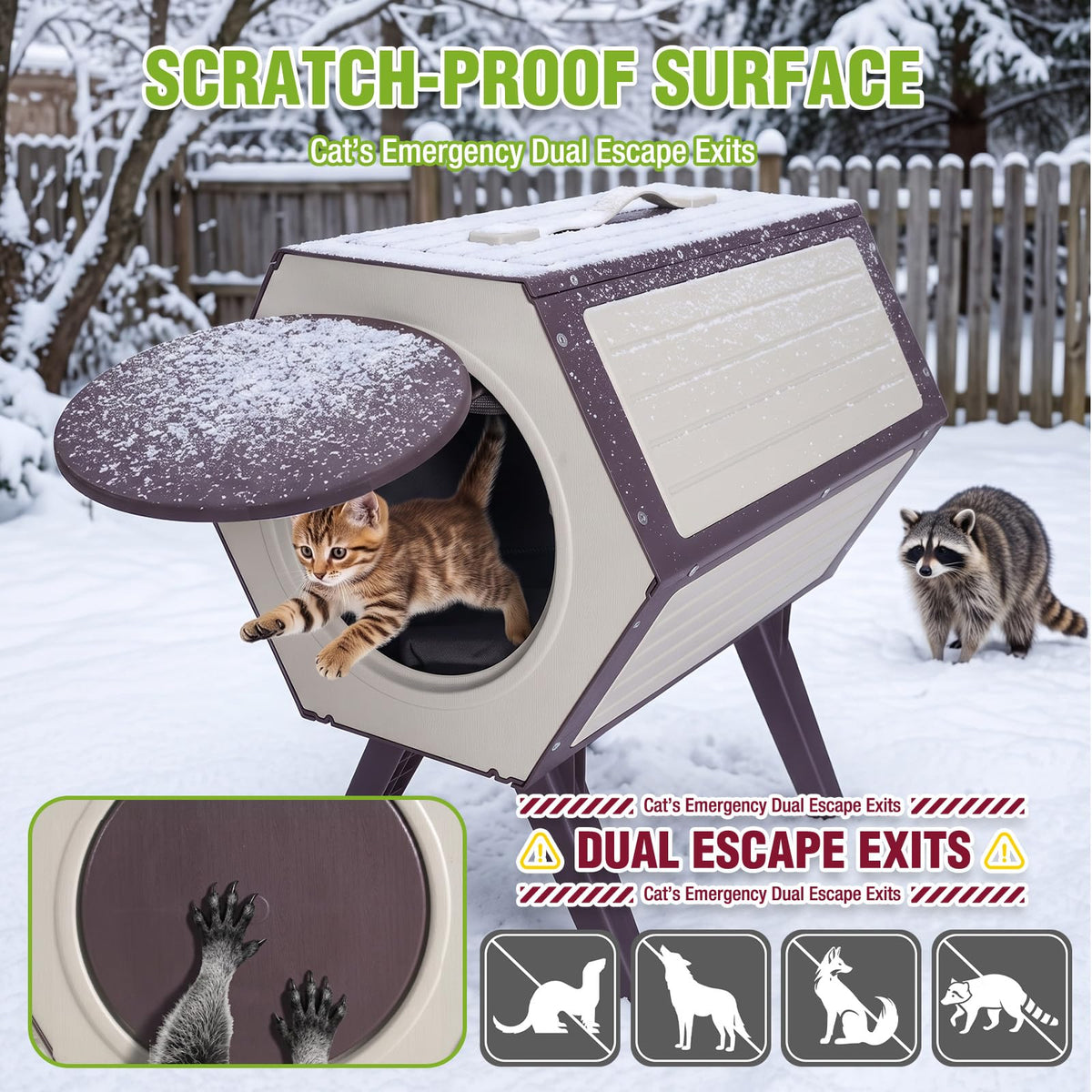 Heated Outdoor Cat House with Liner O8213