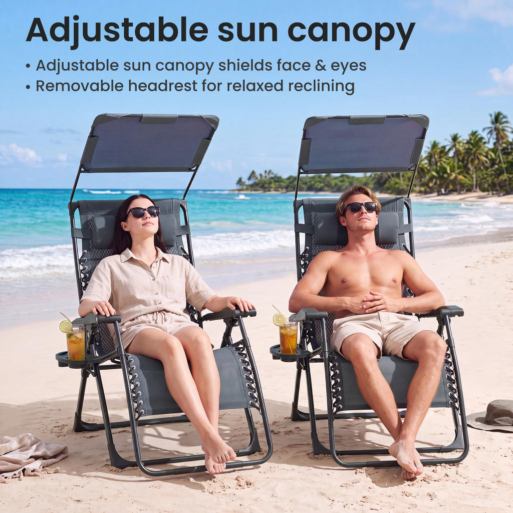 2 Pack Zero Gravity Chairs with Canopy F3974