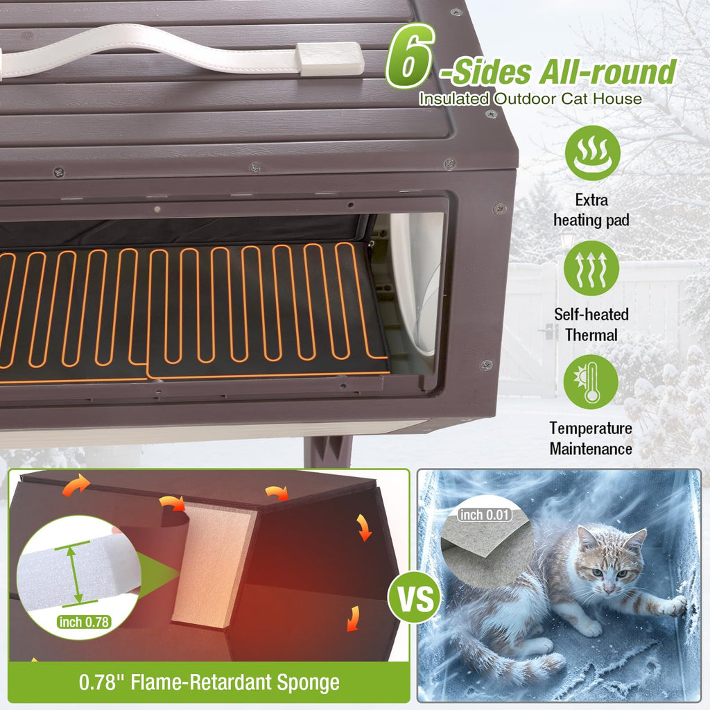 Heated Outdoor Cat House with Liner O8213