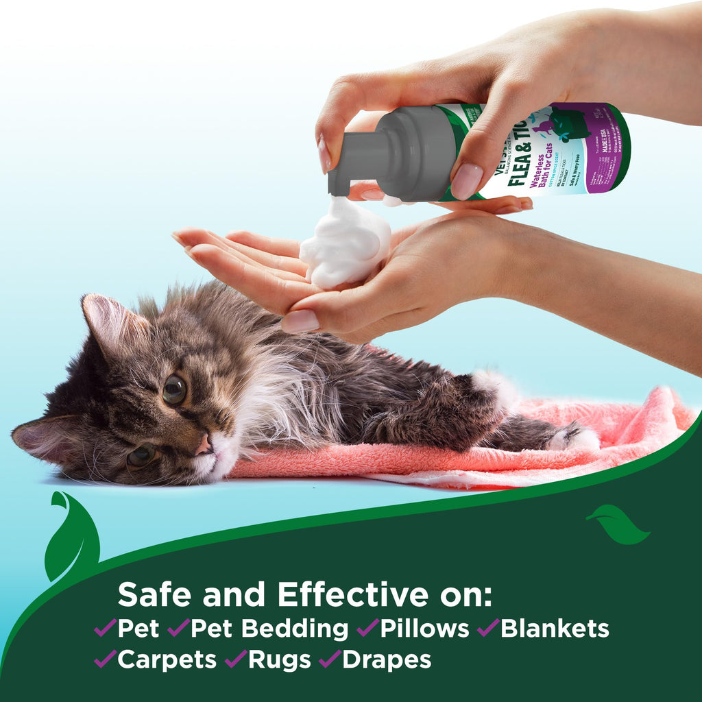 Plant-Based Waterless Flea & Tick Bath for Cats, 8 oz G88723