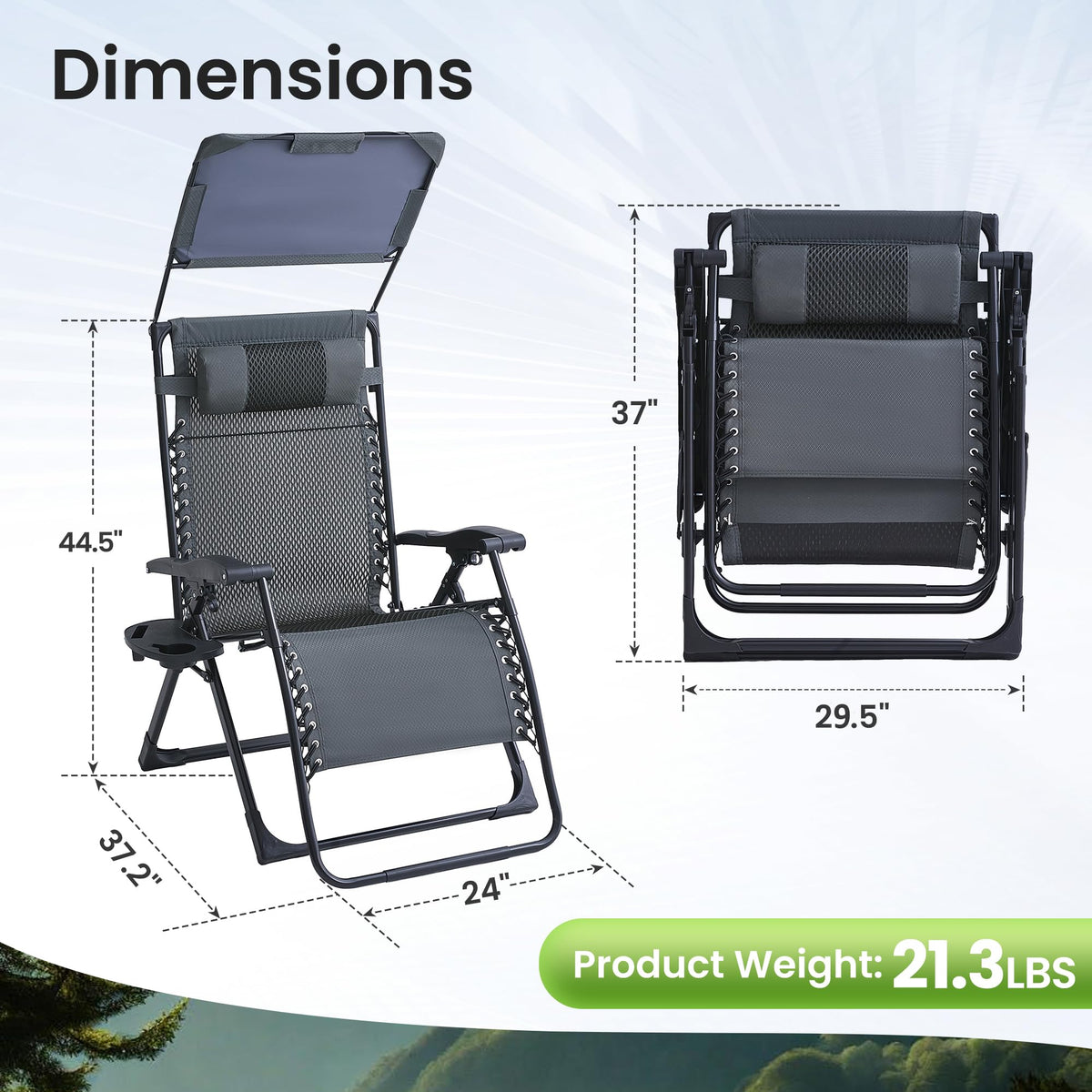 2 Pack Zero Gravity Chairs with Canopy F3974