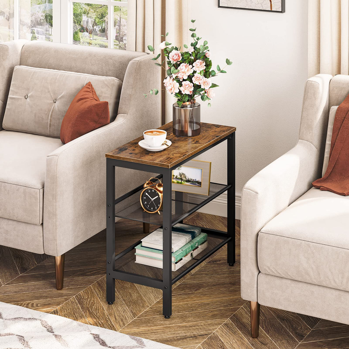 3-Tier Narrow End Table with Adjustable Shelves I29487