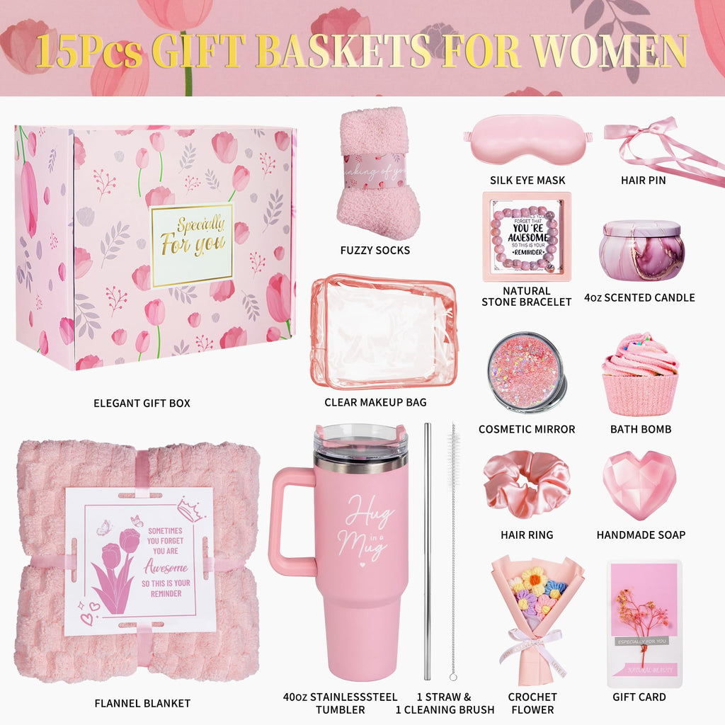 15 Pcs Pink Gift Basket L215