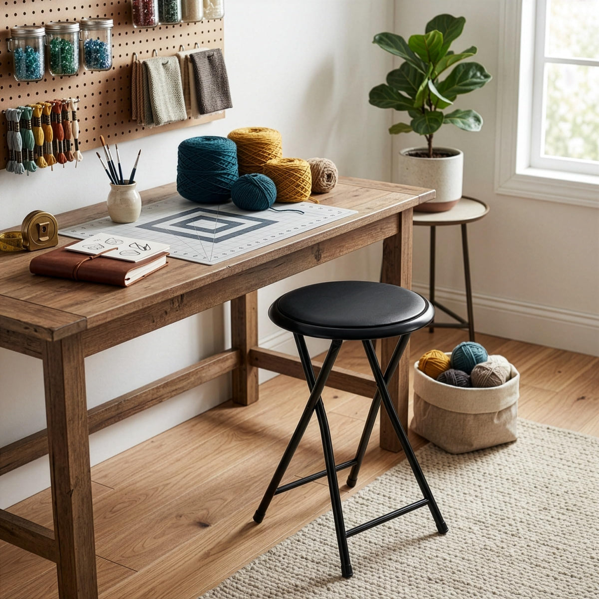Black 18 Inch Portable Folding Stool W181