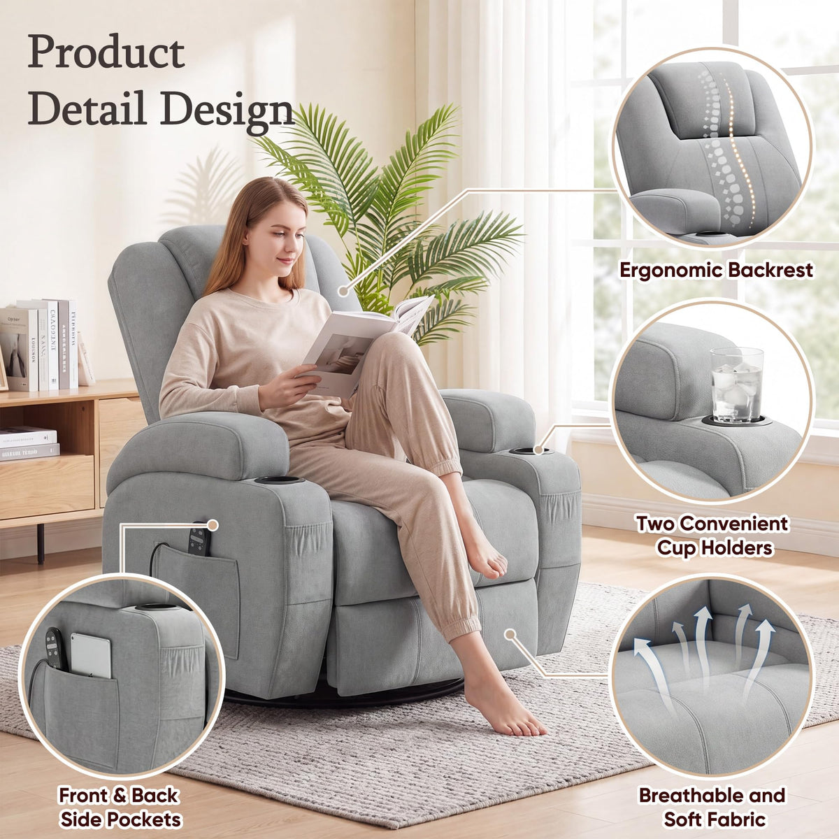 Rocking Recliner Chair with Massage A685