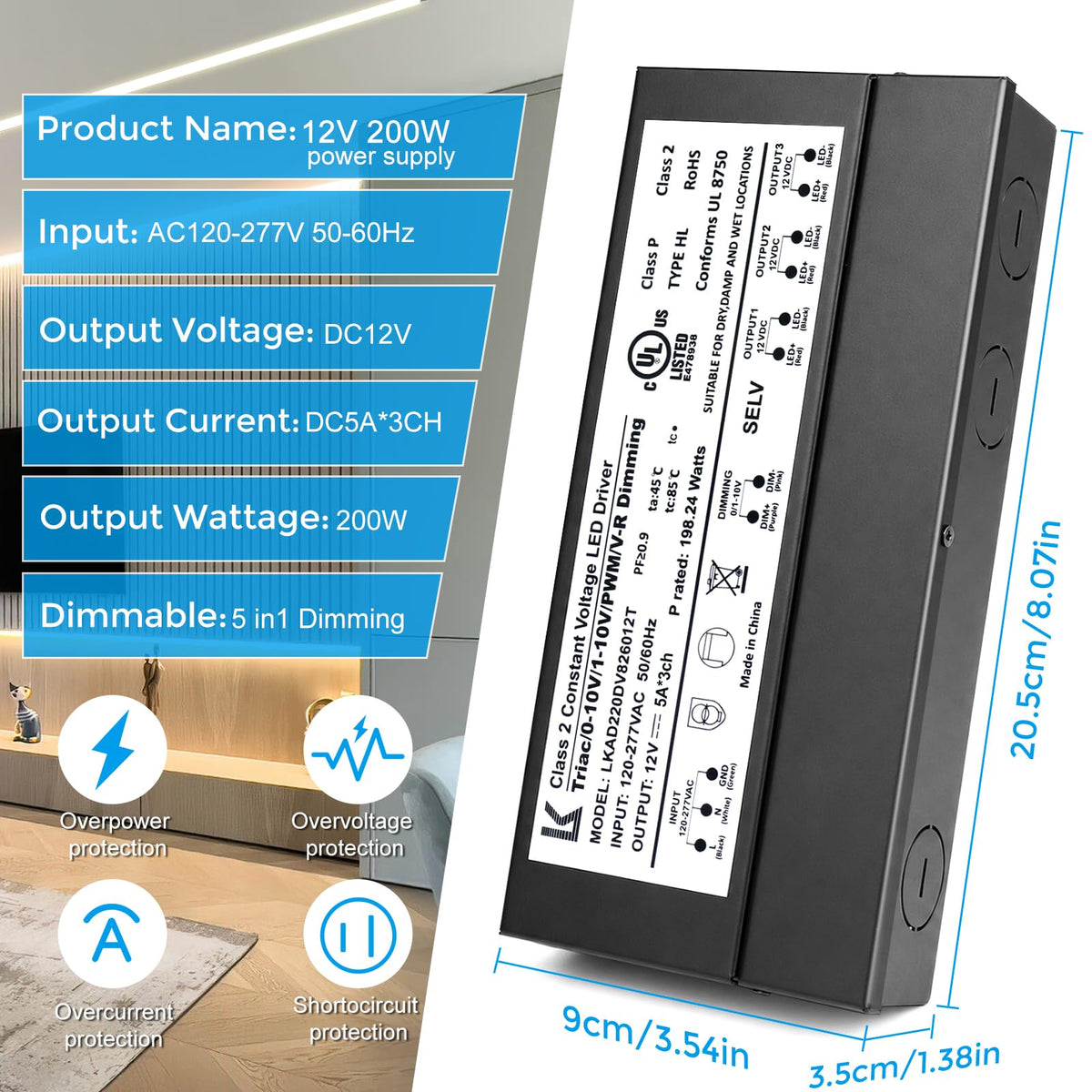 200W Dimmable IP67 Waterproof LED Driver R813190