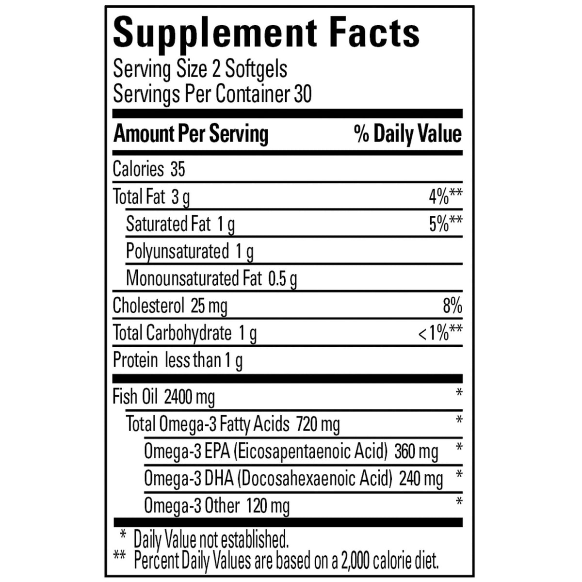 Fish Oil Omega 3 Supplement 1200 mg 60 Softgels O99960