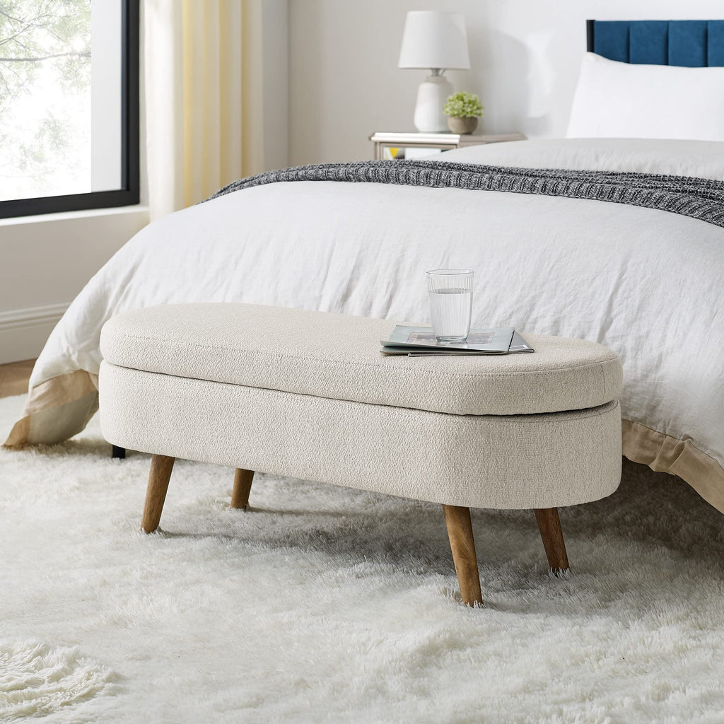 Oval Storage Bench with Rubber Wood Legs T918