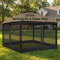 12' x 14' 4-Panel Gazebo Mosquito Netting with Zippers, Black E641