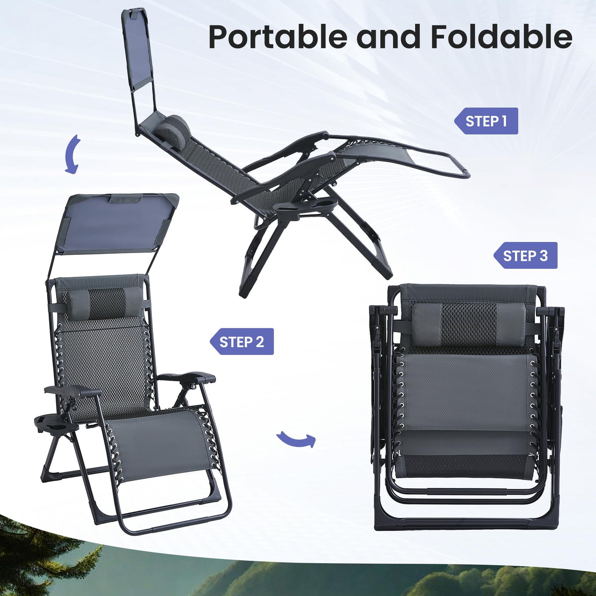 2 Pack Zero Gravity Chairs with Canopy F3974