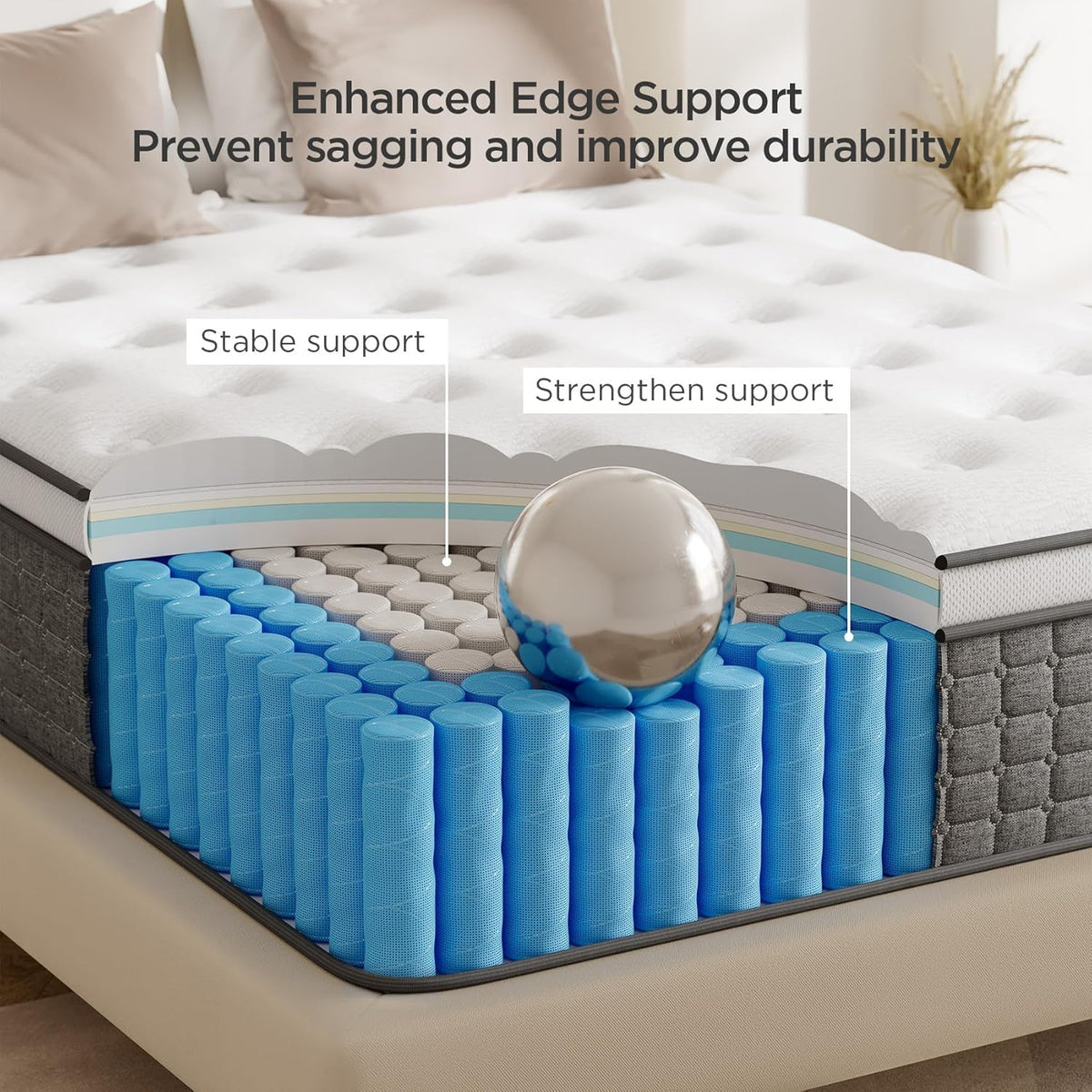 Full Size 12 Inch Medium Firm Hybrid Mattress in a Box H7172