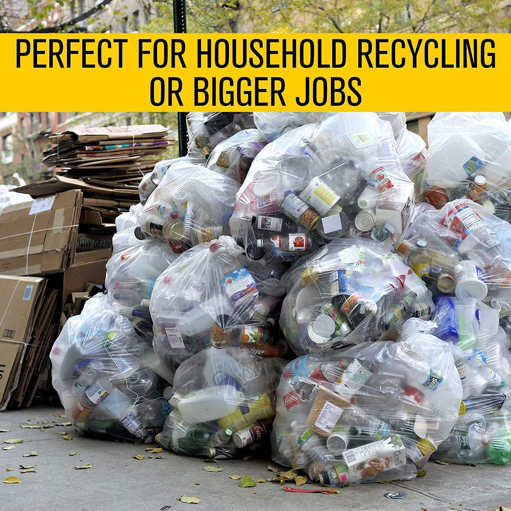 45 Gallon Clear Heavy Duty Trash Bags 3.0 MIL 20 Bags D8563