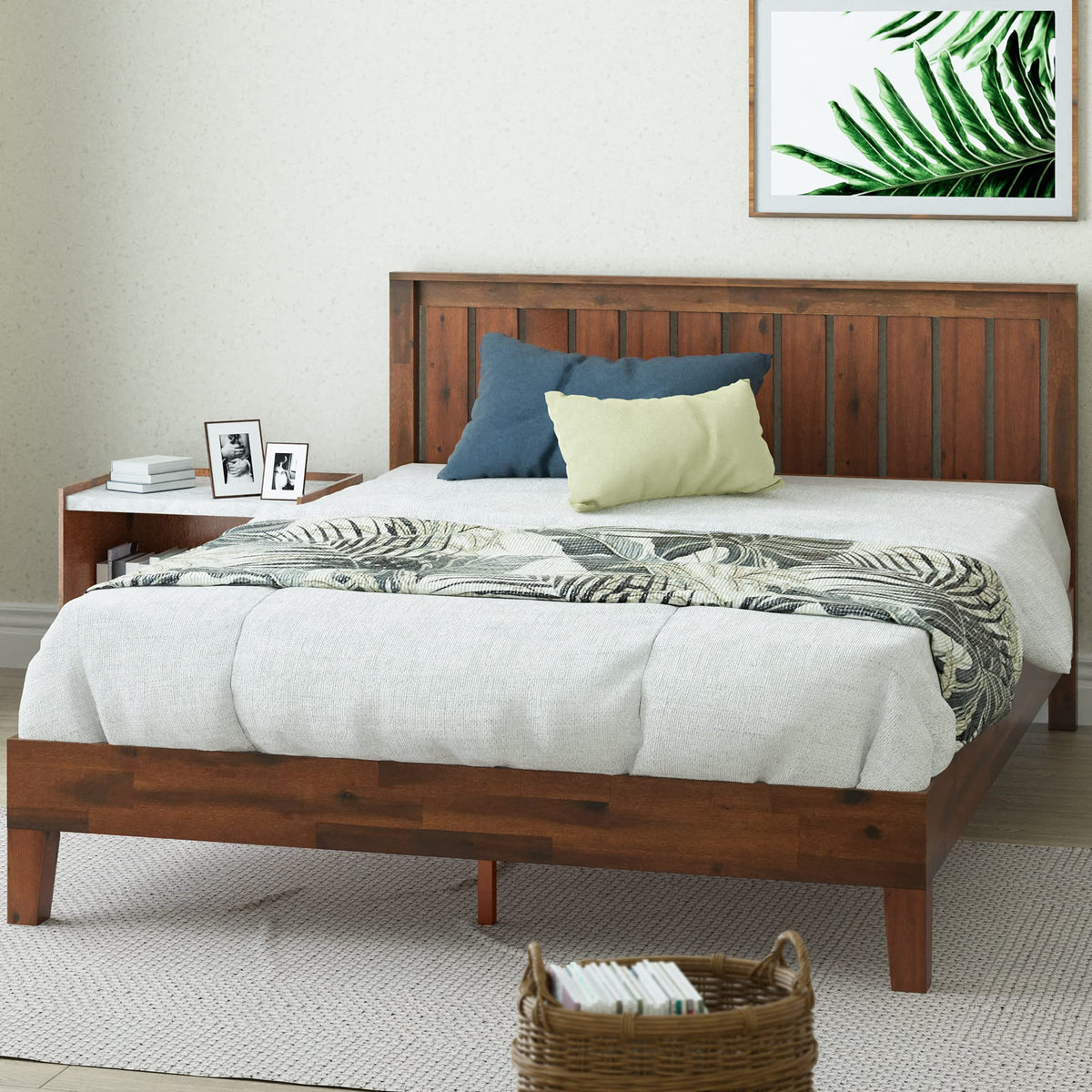Queen Wood Platform Bed Frame with Headboard Q81822