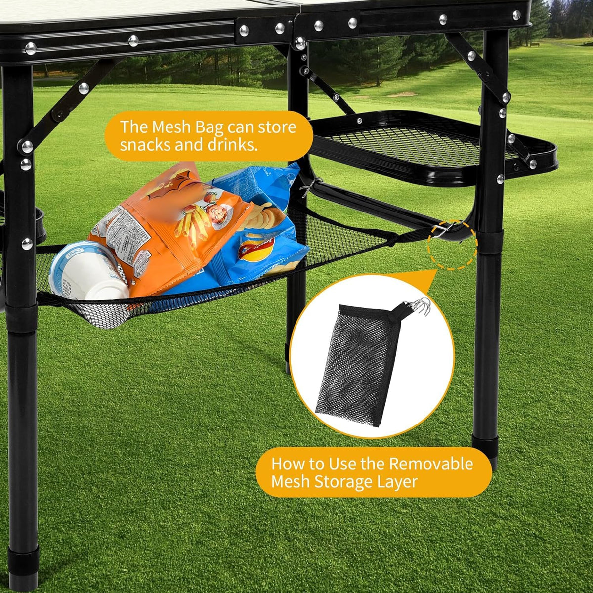 Folding Aluminum Camping Table 3-Height Adjustable with Carry Handle M4485