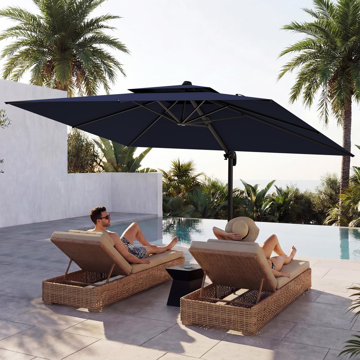 10x13 FT Cantilever Patio Umbrella with Base V557