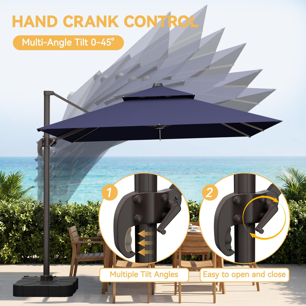 10x13 FT Cantilever Patio Umbrella with Base V557