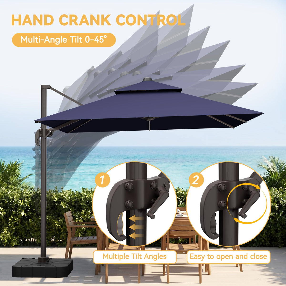 10x13 FT Cantilever Patio Umbrella with Base V557