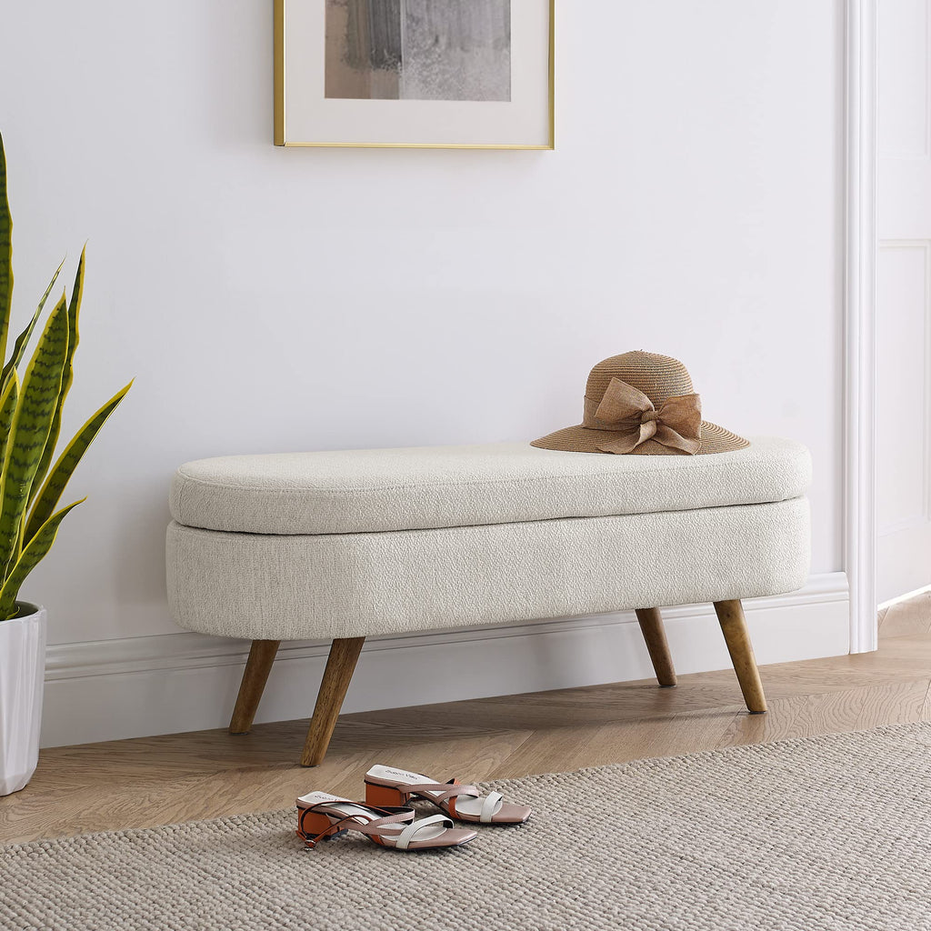 Oval Storage Bench with Rubber Wood Legs T918