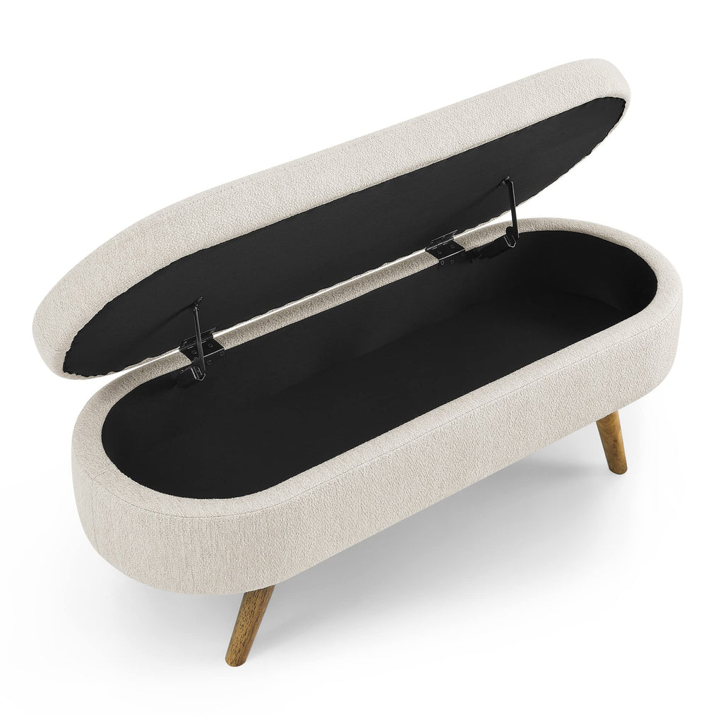 Oval Storage Bench with Rubber Wood Legs T918
