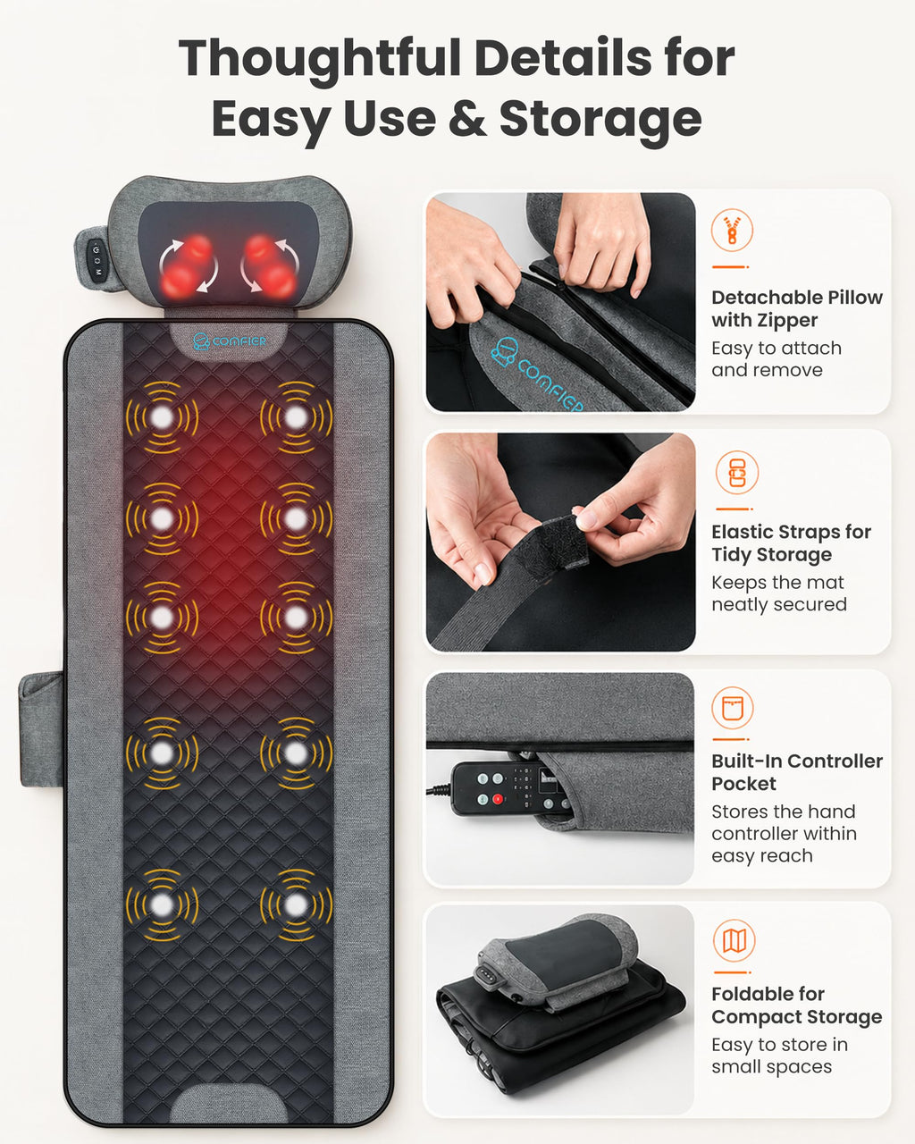 Full Body Vibration Massage Mat with Shiatsu Neck Pillow D27729