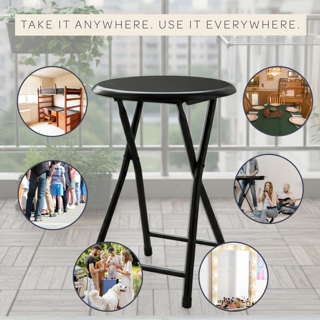 Black 18 Inch Portable Folding Stool W181