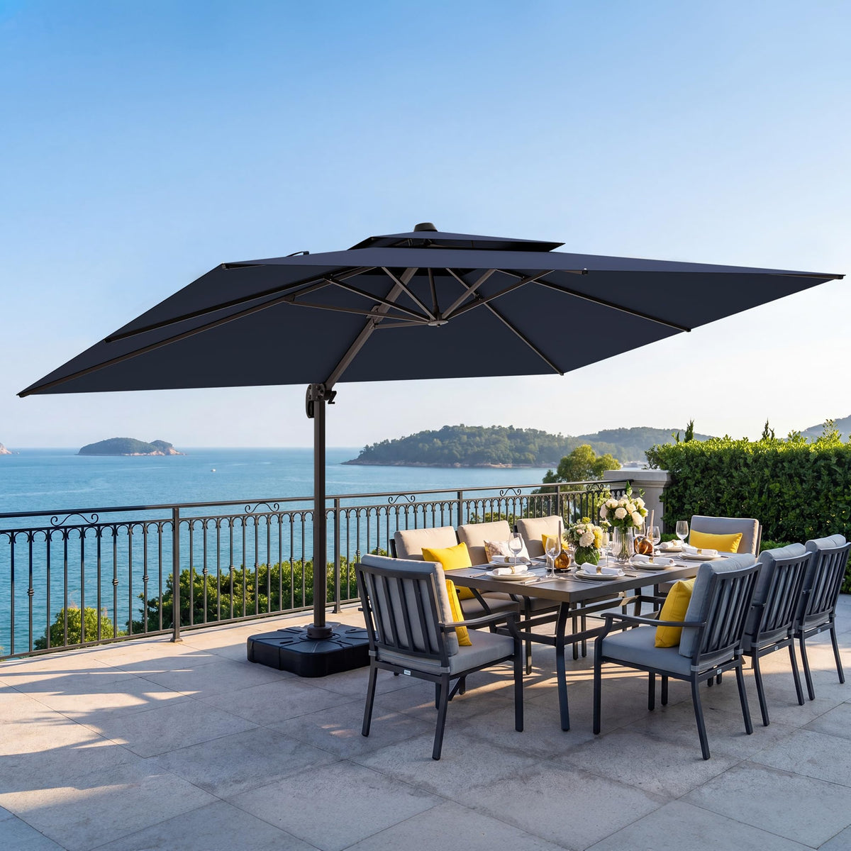 10x13 FT Cantilever Patio Umbrella with Base V557
