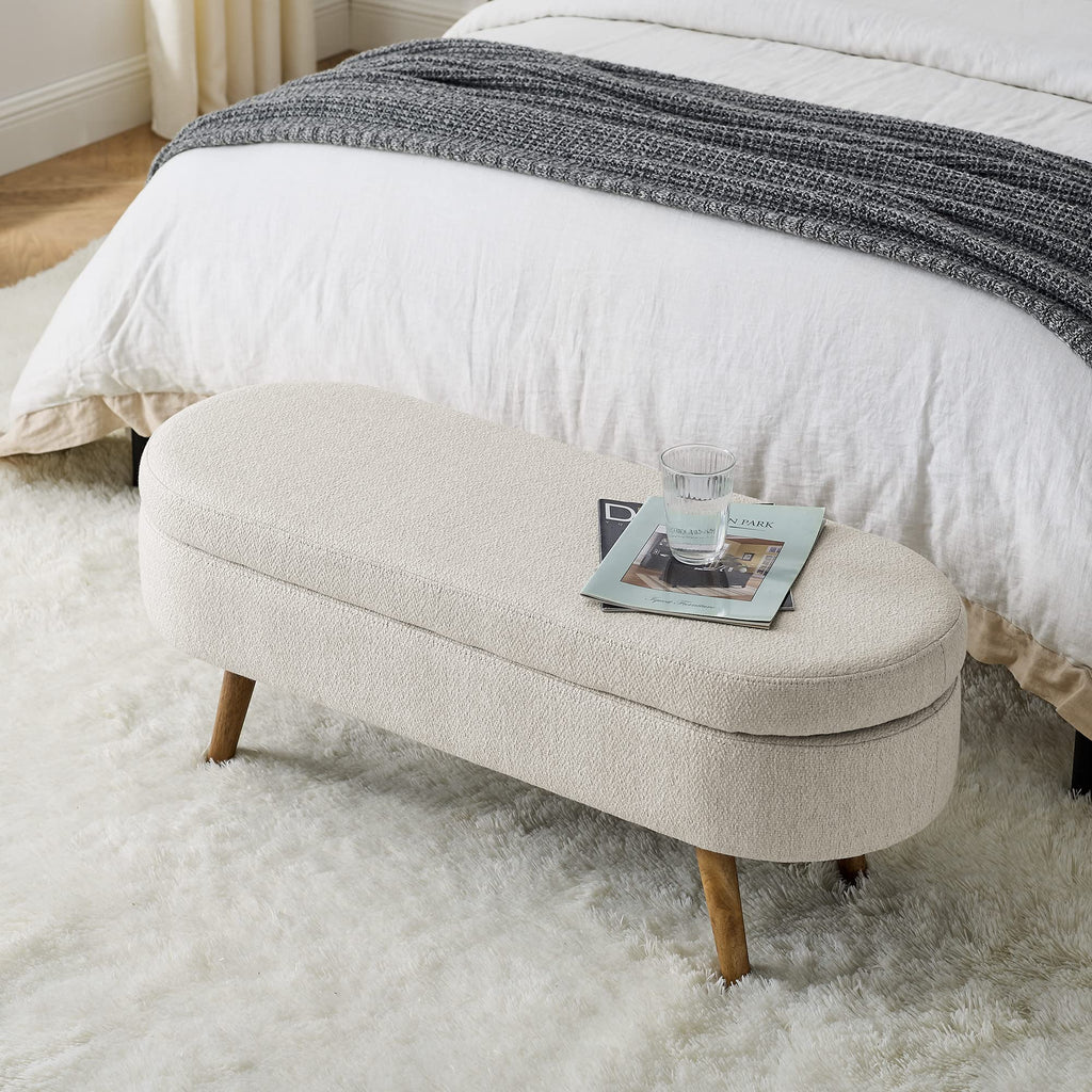 Oval Storage Bench with Rubber Wood Legs T918